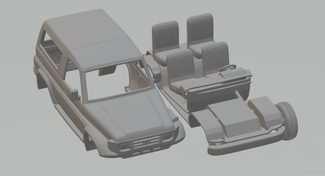toyota land cruiser j70 3door 1990 3D-Druckmodell .c4d .max .obj .3ds .fbx .stl .blend 