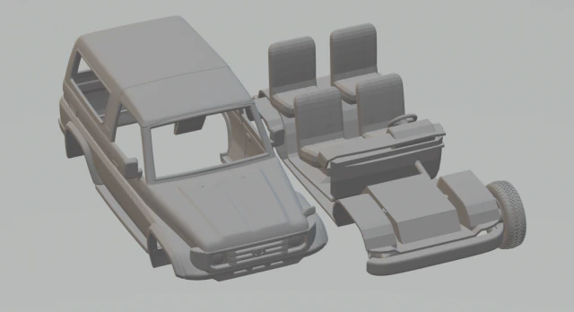 toyota land cruiser j70 3door 1990 3D Print Model .c4d .max .obj .3ds .fbx .stl .blend