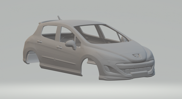 peugeot 308 3D Baskı Modeli .c4d .max .obj .3ds .fbx .stl .blend 