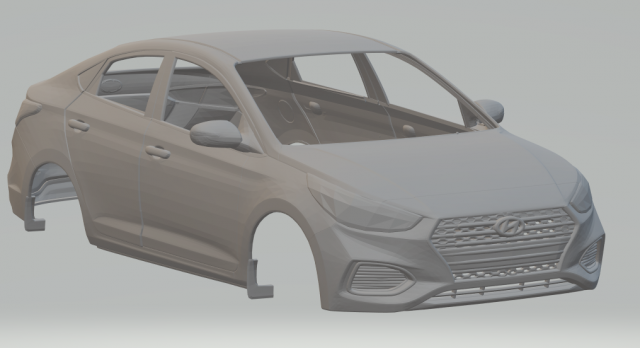Hyundai accent gl sedan 2018 3D 프린트 모델 .c4d .max .obj .3ds .fbx .stl .blend 