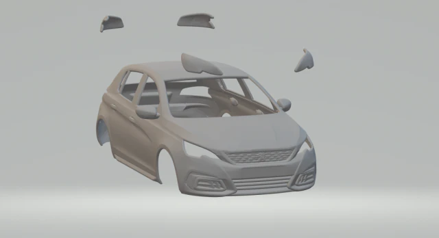 PEUGEOT 308 2017 3D Print Model .c4d .max .obj .3ds .fbx .stl .blend