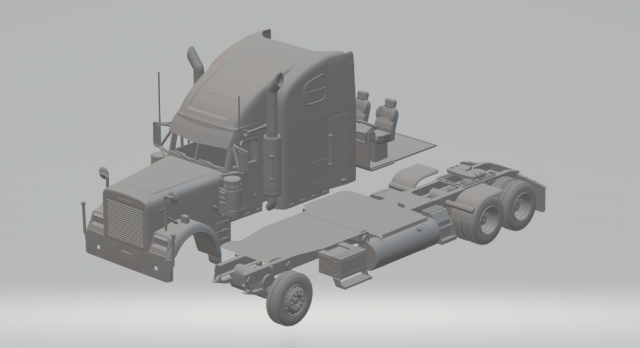 Freightliner classic xl 3D 打印模型 .c4d .max .obj .3ds .fbx .stl .blend 