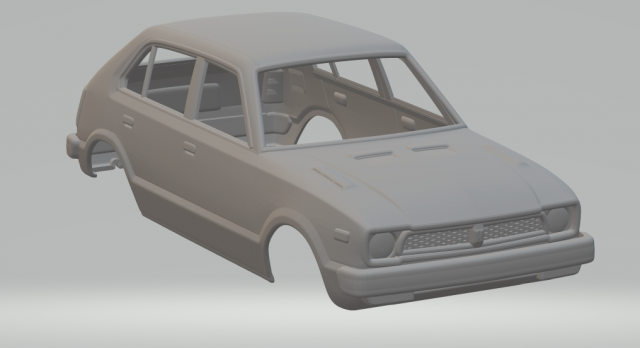 Honda civic 76 4doors 3Dプリントモデル .c4d .max .obj .3ds .fbx .stl .blend 