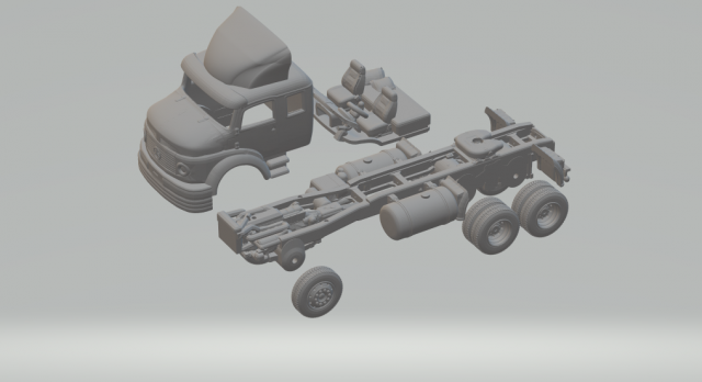 Mercedes 1519 truck 6x2 3D Print Model .c4d .max .obj .3ds .fbx .stl .blend 