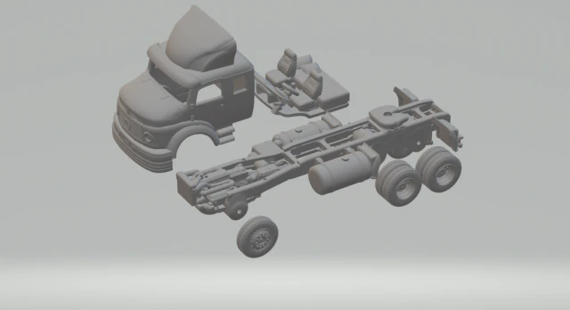 Mercedes 1519 truck 6x2 3D Print Model .c4d .max .obj .3ds .fbx .stl .blend 