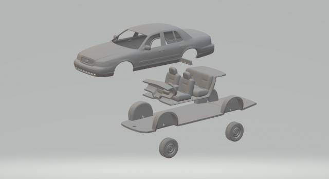Crown victoria sedan 95 3D 프린트 모델 .c4d .max .obj .3ds .fbx .stl .blend 