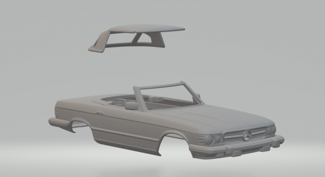 Mercedes-benz SL-class 1974 3D Print Model .c4d .max .obj .3ds .fbx .stl .blend