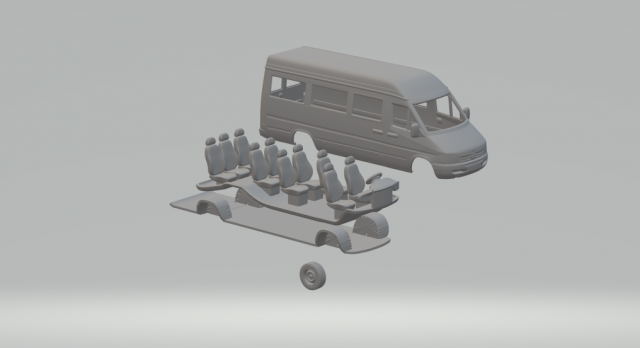 Mercedes benz sprinter 3Dプリントモデル .c4d .max .obj .3ds .fbx .stl .blend