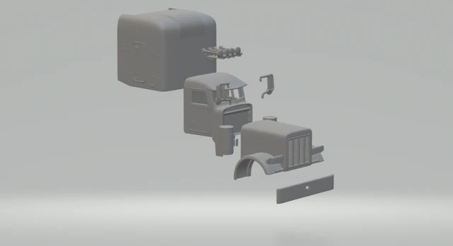 Peterbilt 379 cabin 3D Print Model .c4d .max .obj .3ds .fbx .stl .blend