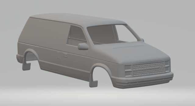 Dodge mini ram van 84 3D Print Model .c4d .max .obj .3ds .fbx .stl .blend 