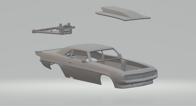 Camaro dragster 3D Print Model .c4d .max .obj .3ds .fbx .stl .blend 