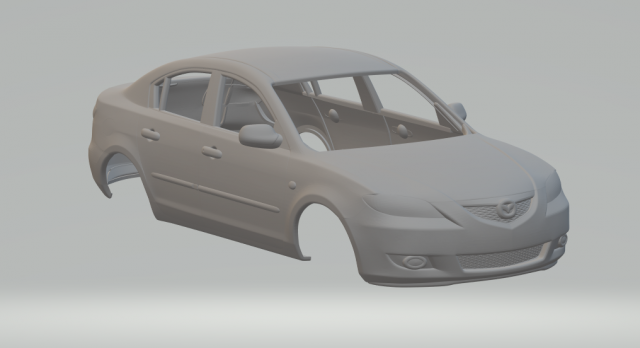 Mazda 3 sedan 3Dプリントモデル .c4d .max .obj .3ds .fbx .stl .blend 
