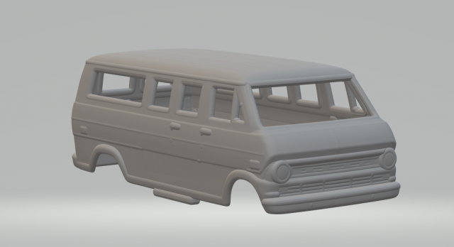 E-series Mk2 Econoline Club Wagon 1971 3D printmodel .c4d .max .obj .3ds .fbx .stl .blend
