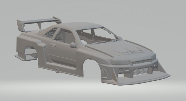 Nissan skyline gt-r r34 lbwk silhouette 3Dプリントモデル .c4d .max .obj .3ds .fbx .stl .blend