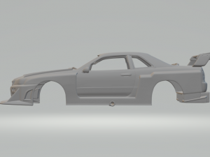 Nissan skyline gt-r r34 lbwk silhouette 3Dプリントモデル
