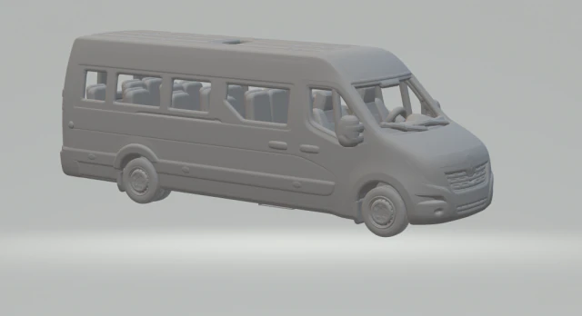 Renault master minibus 3D Print Model .c4d .max .obj .3ds .fbx .stl .blend 