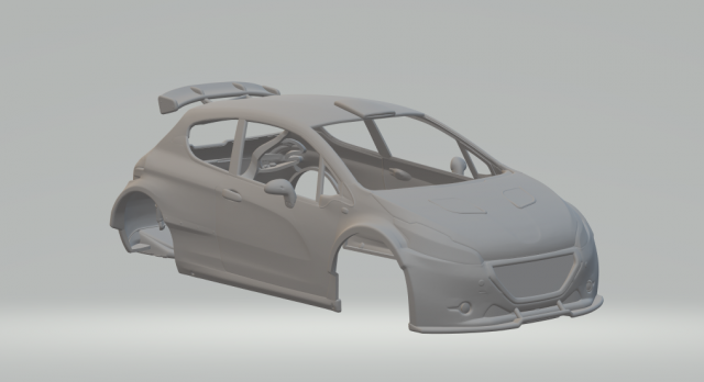 PEUGEOT 208 race car 3D-printmodel .c4d .max .obj .3ds .fbx .stl .blend 