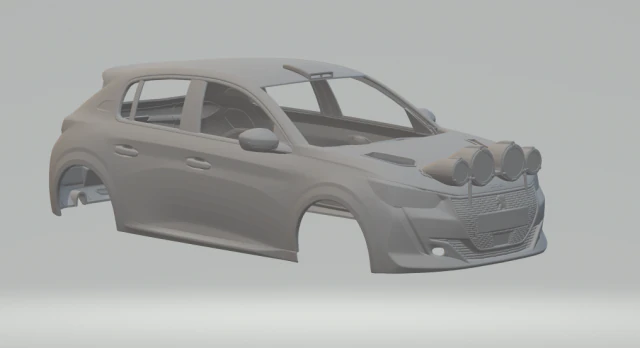 Peugeot 208 rally 3D Print Model .c4d .max .obj .3ds .fbx .stl .blend