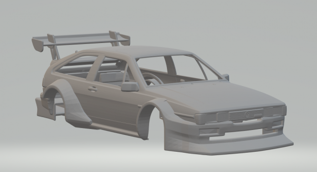 Vw scirocco race car custom 3D-printmodel .c4d .max .obj .3ds .fbx .stl .blend 