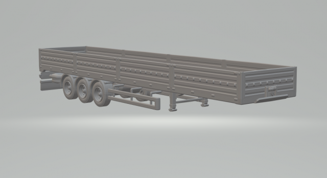 Trailer Flatbed euro 3D Print Model .c4d .max .obj .3ds .fbx .stl .blend 