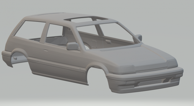 Honda civic si 86 3D-printmodel .c4d .max .obj .3ds .fbx .stl .blend 