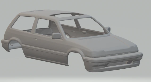 Honda civic si 86 3D Print Model .c4d .max .obj .3ds .fbx .stl .blend 
