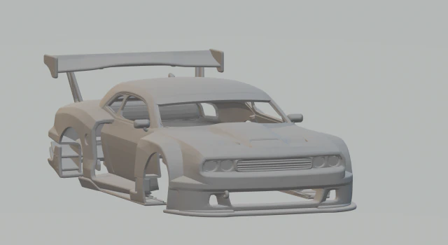 Dodge Challenger race car 3D Print Model .c4d .max .obj .3ds .fbx .stl .blend 
