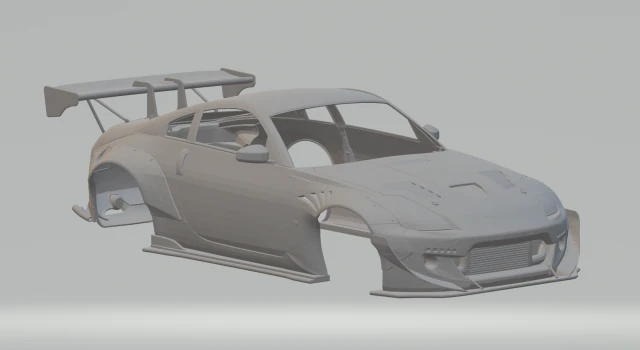 Nissan 350z modified 3D Print Model .c4d .max .obj .3ds .fbx .stl .blend 