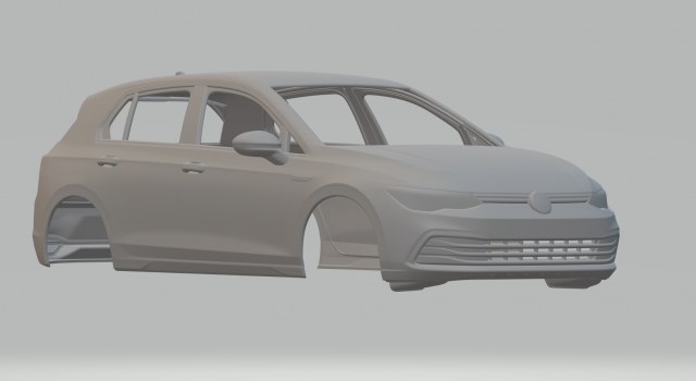 Volkswagen golf mk8 3D-printmodel .c4d .max .obj .3ds .fbx .stl .blend 