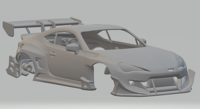SUBARU BRZ RACE CUSTOM 3D Print Model .c4d .max .obj .3ds .fbx .stl .blend 