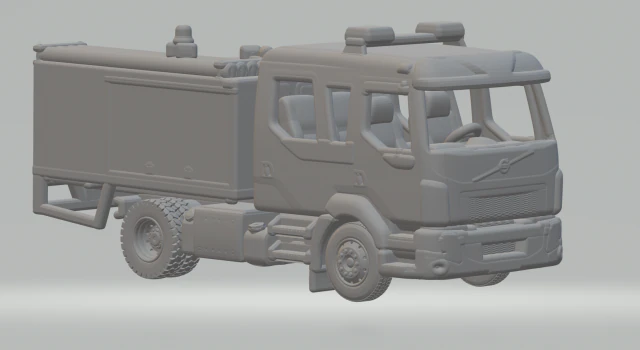 Volvo FL fire truck 3D Print Model .c4d .max .obj .3ds .fbx .stl .blend 