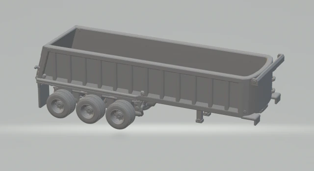 Dump trailer 3D Print Model .c4d .max .obj .3ds .fbx .stl .blend 
