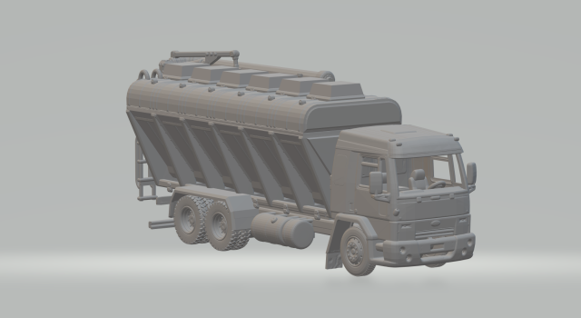 Cargo silo truck 3D Print Model .c4d .max .obj .3ds .fbx .stl .blend 