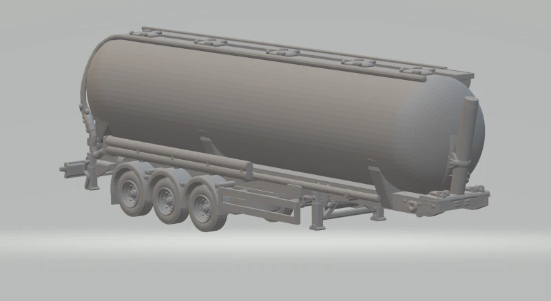 EUROPEAN SILO TRAILER 3D Print Model .c4d .max .obj .3ds .fbx .stl .blend