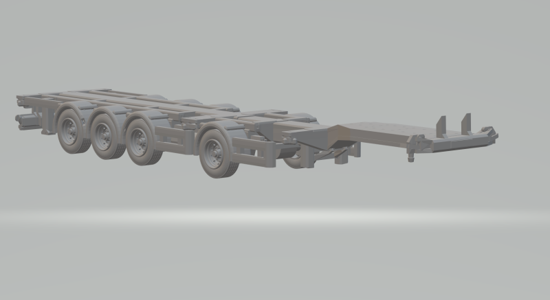 CONTAINER TRAILER WITH 4 AXLES Modelo de Impressão 3D .c4d .max .obj .3ds .fbx .stl .blend