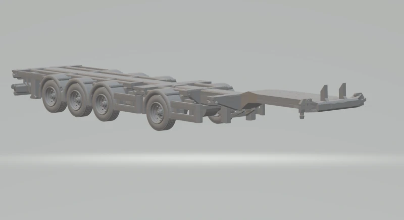 CONTAINER TRAILER WITH 4 AXLES 3D Print Model .c4d .max .obj .3ds .fbx .stl .blend 