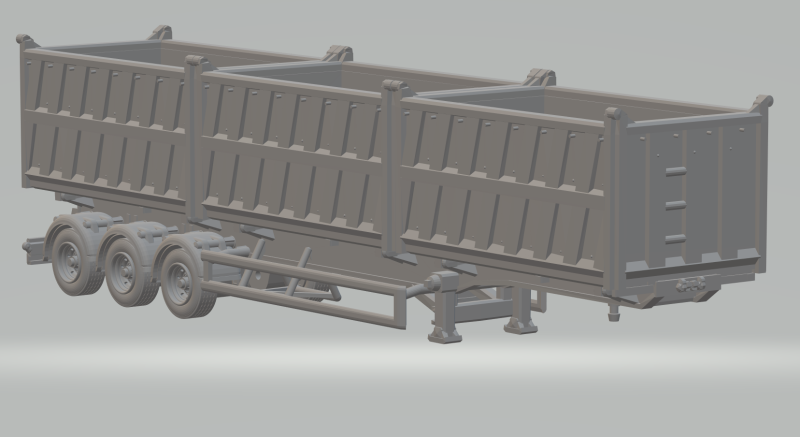 Trailer dumper 3 box 3D Принт Модель .c4d .max .obj .3ds .fbx .stl .blend 