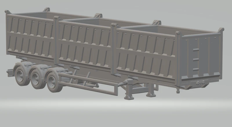 Trailer dumper 3 box 3D Print Model .c4d .max .obj .3ds .fbx .stl .blend 