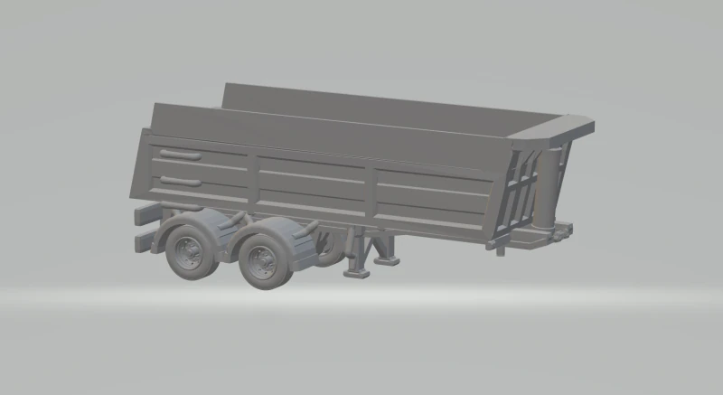Trailer dumper single tyres 3D Print Model .c4d .max .obj .3ds .fbx .stl .blend