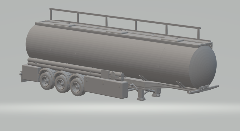 SINGLE TIRE TANK TRAILER 3Dプリントモデル .c4d .max .obj .3ds .fbx .stl .blend 