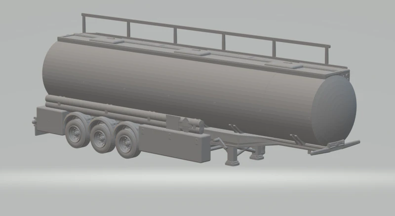 SINGLE TIRE TANK TRAILER 3D Print Model .c4d .max .obj .3ds .fbx .stl .blend