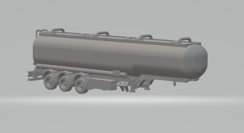 SINGLE TIRE TANK TRAILER Model do druku 3D .c4d .max .obj .3ds .fbx .stl .blend 