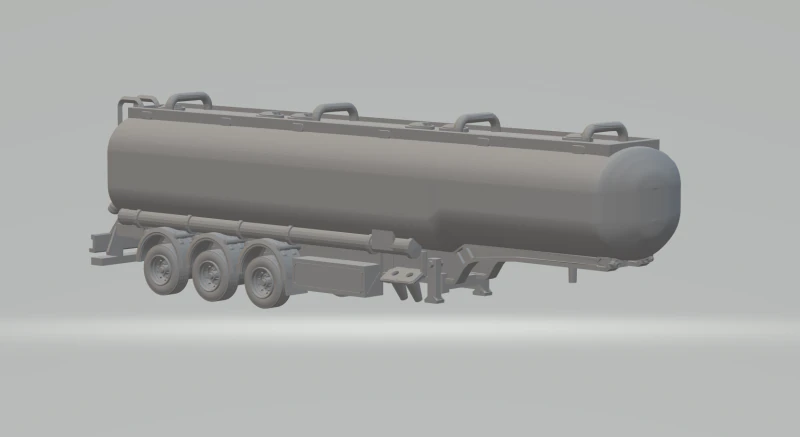 SINGLE TIRE TANK TRAILER 3D Print Model .c4d .max .obj .3ds .fbx .stl .blend