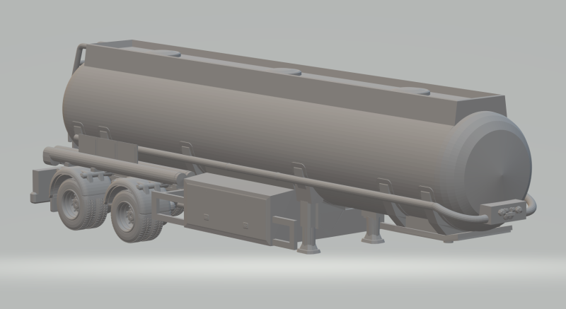 Flammable transport trailer with two axles 3D प्रिंट मॉडल .c4d .max .obj .3ds .fbx .stl .blend