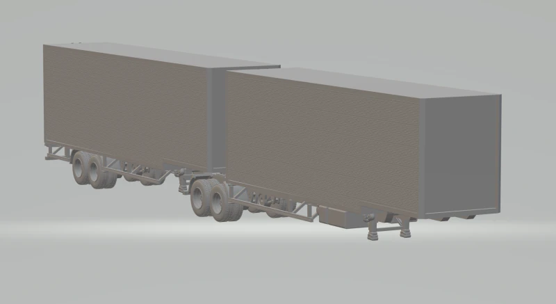Double trailer box randon 3D Print Model .c4d .max .obj .3ds .fbx .stl .blend 