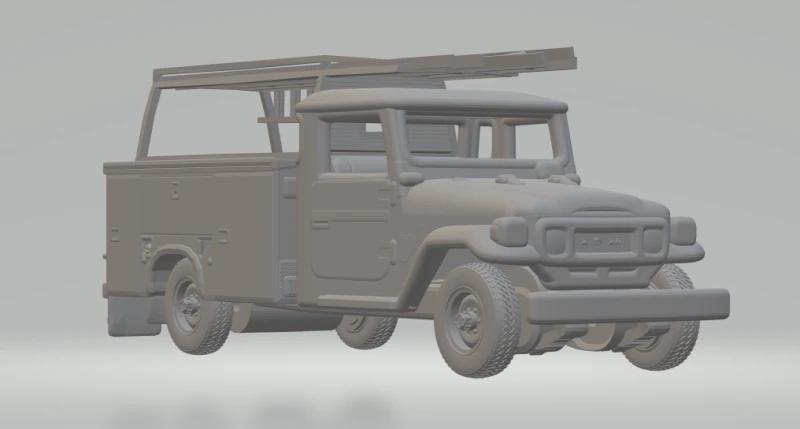 Toyota hj45 service truck 3D Print Model .c4d .max .obj .3ds .fbx .stl .blend 