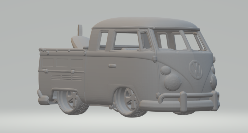 Vw t2 crew cab custom Modello di stampa 3D .c4d .max .obj .3ds .fbx .stl .blend 