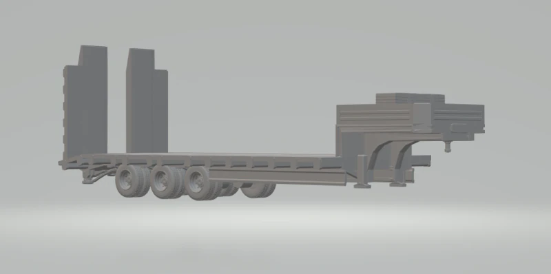 Lowboy transport trailer 3D Print Model .c4d .max .obj .3ds .fbx .stl .blend 