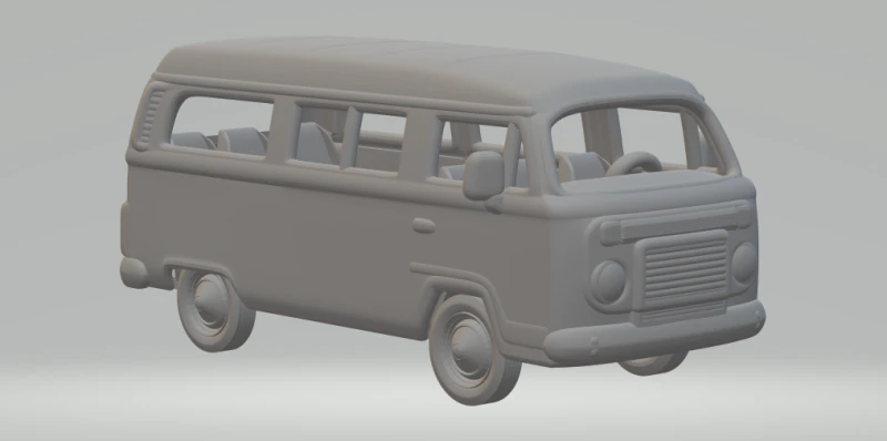 Vw kombi 3D Print Model .c4d .max .obj .3ds .fbx .stl .blend 