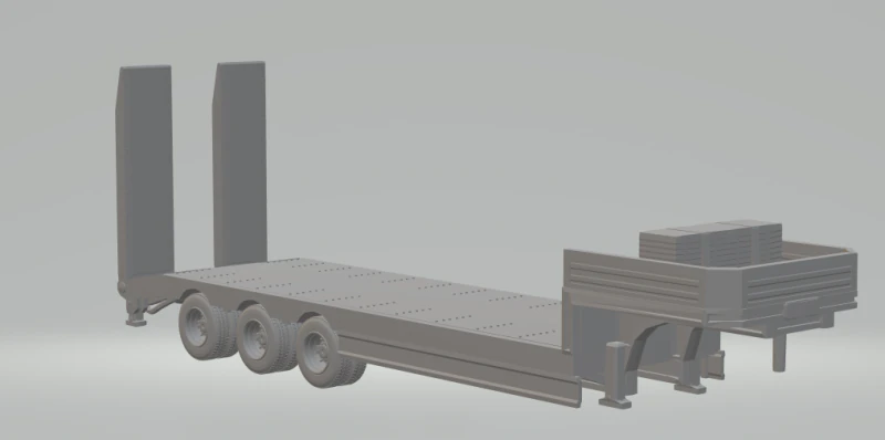Trailer lowboy 3D Print Model .c4d .max .obj .3ds .fbx .stl .blend